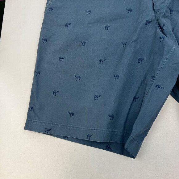 Merona Men’s Camel Print Khaki Shorts Blue Size 42 Waist Belt Loops - Picture 4 of 9